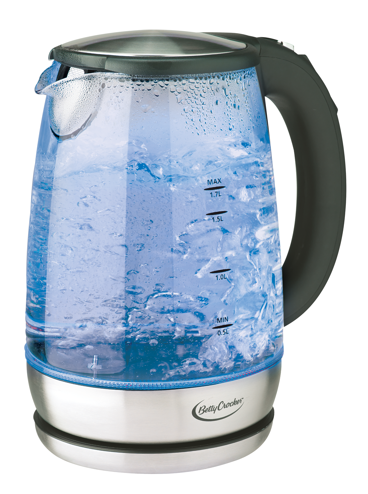 BETTY CROCKER Cordless Glass Kettle 1.7 Liter with Temperature Control, Black