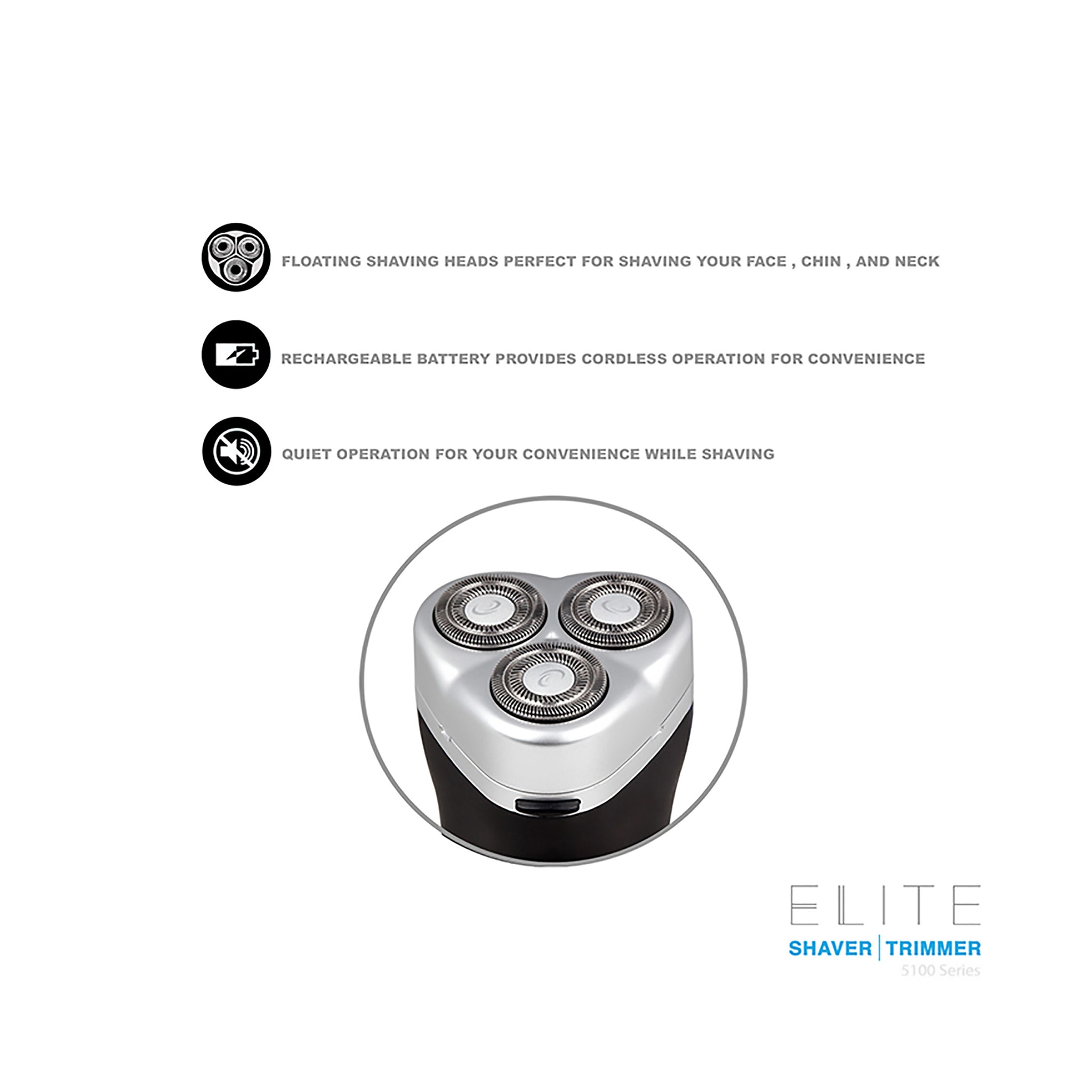COBY ELITE Series Rechargeable 3 Head Rotary