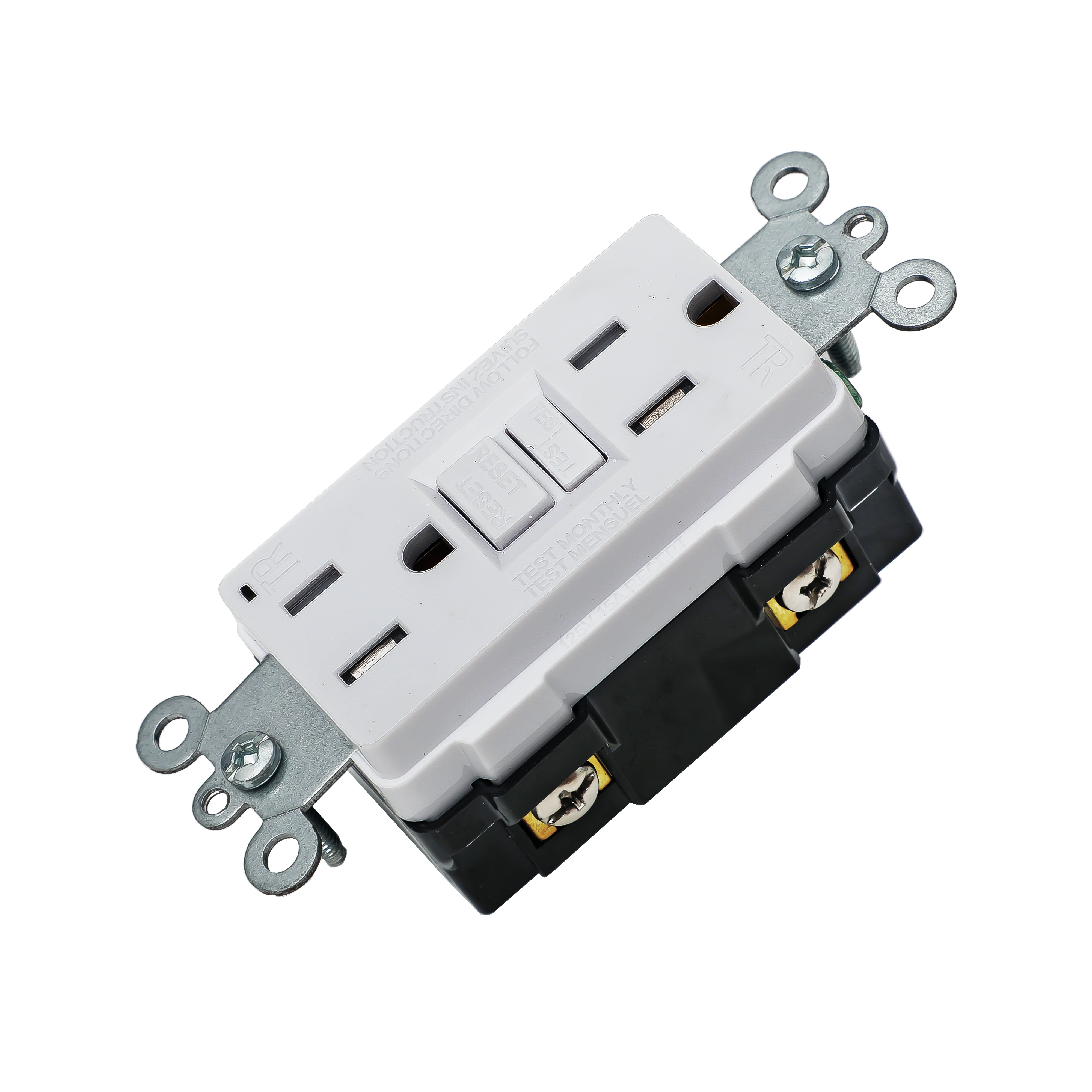 COBY GFCI Outlet 15 Amp 125V, White, Pack of 2