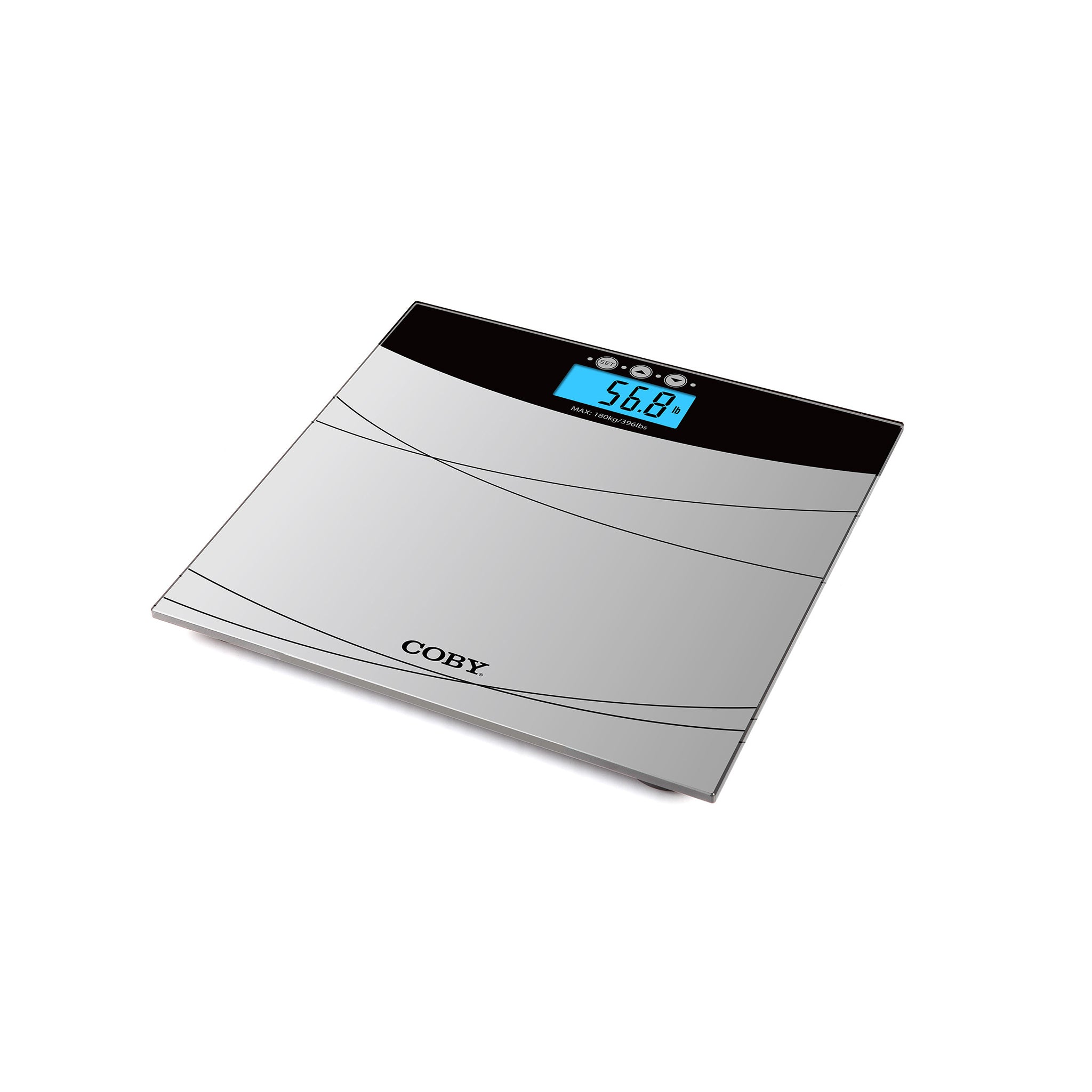 Black Digital Glass BMI Bathroom Scale With 4 Color Changing LCD Display