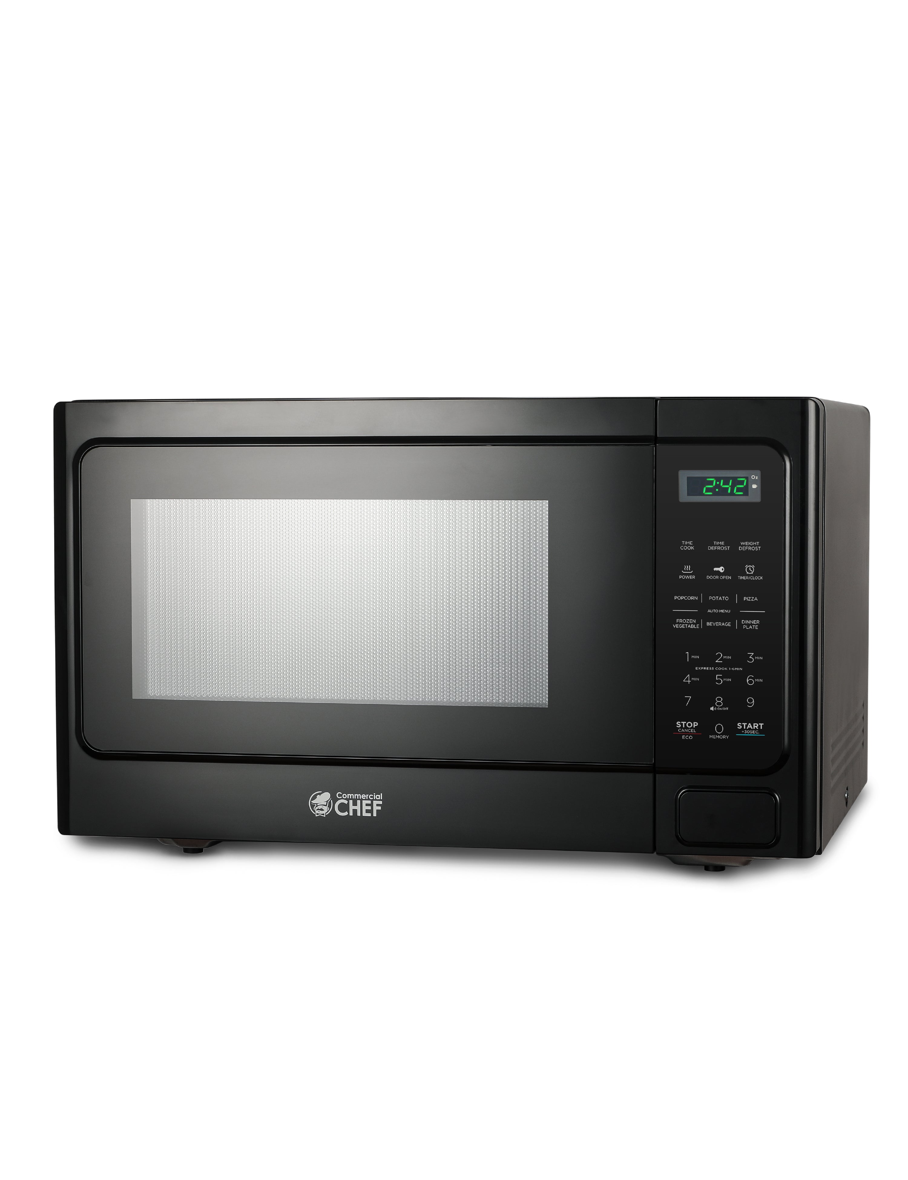 COMMERCIAL CHEF Small Microwave 1.3 Cu. Ft. Countertop Microwave with Digital Display, Black Microwave & 10 Power Levels, Outstanding Portable Microwave with Convenient Push Button Door