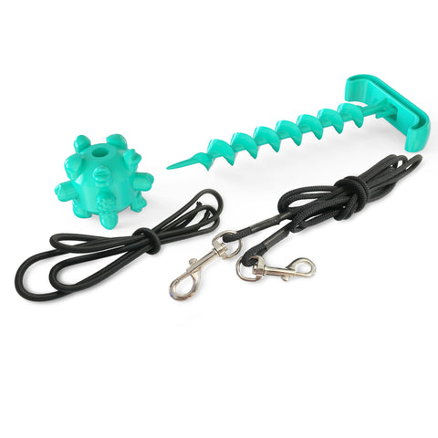 ANYPET Dog Tie Out Cable and Stake, Multi-Functional Dog Stake with Dog Chew Toy for Small, Medium, Large Dog, Yard, Park, Outdoors, Camping, Blue