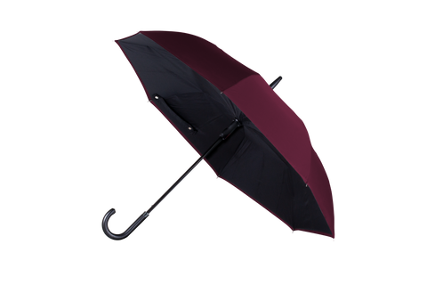 ANYWEATHER-Reversible Inverted Automatic Open Umbrella Leather J Handle, Large, Bordeaux Red