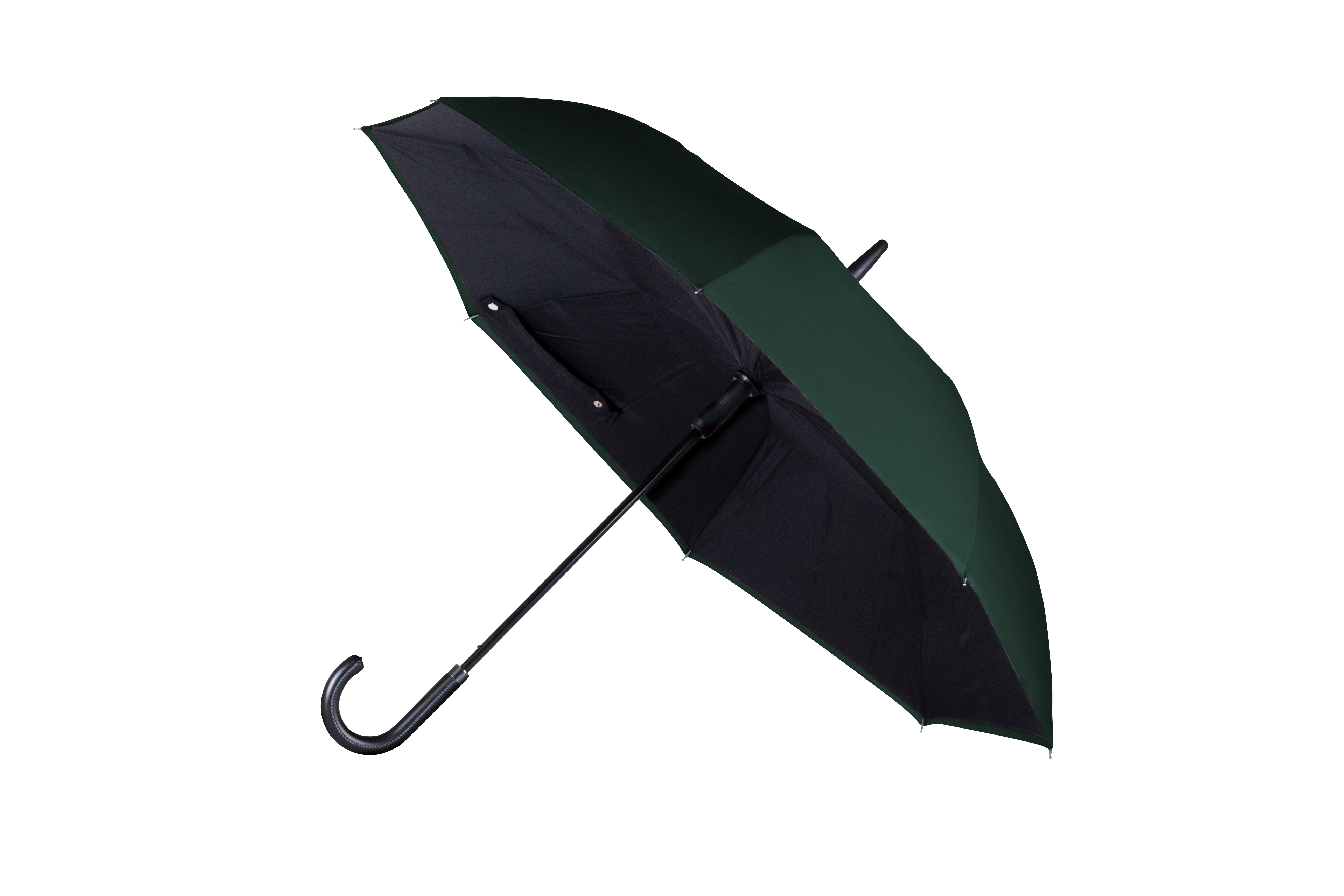 ANYWEATHER-Reversible Inverted Automatic Open Umbrella Leather J Handle, Large, Hunter Green