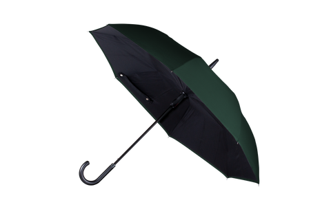 ANYWEATHER-Reversible Inverted Automatic Open Umbrella Leather J Handle, Large, Hunter Green