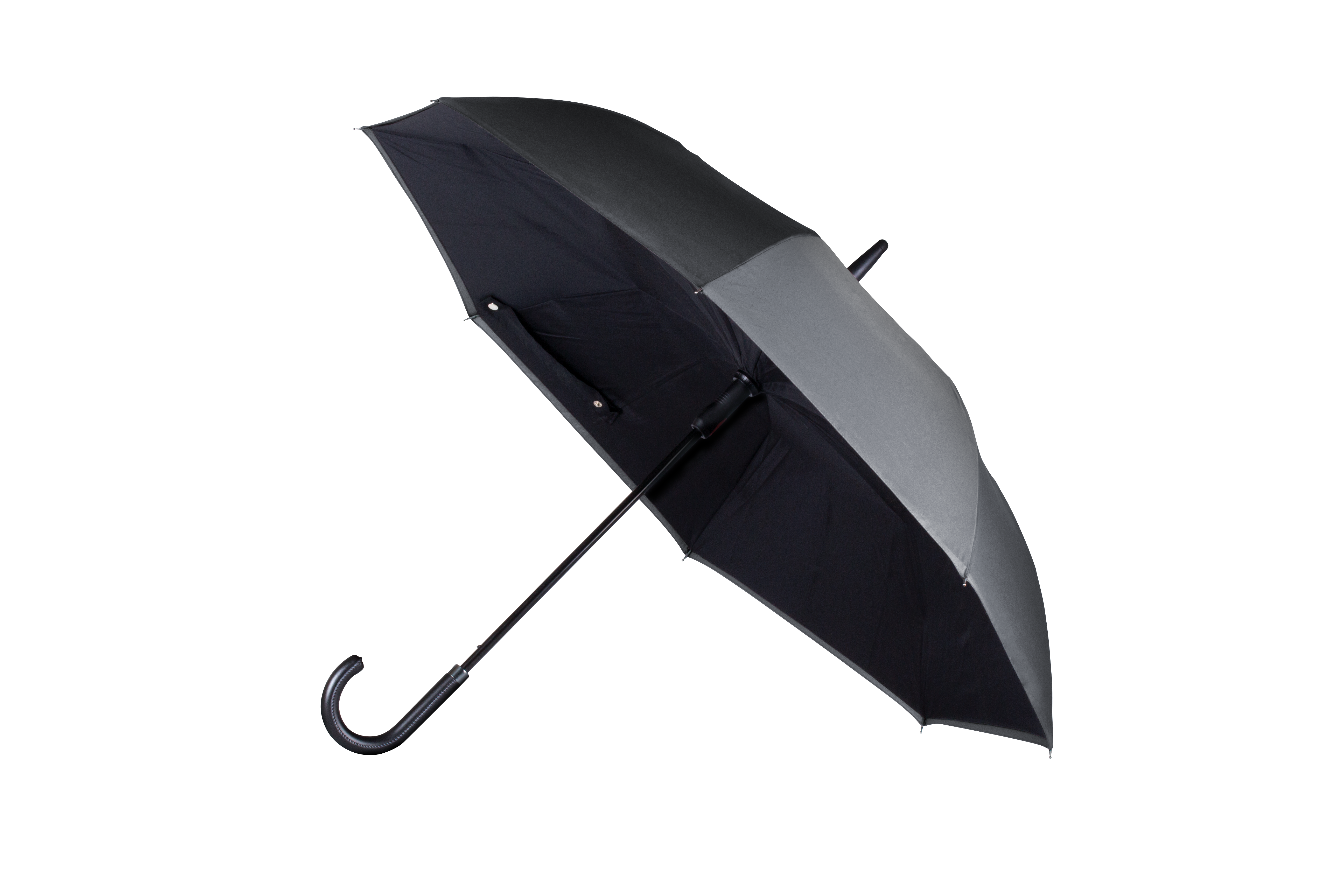 ANYWEATHER-Reversible Inverted Automatic Open Umbrella Leather J Handle, Large, Charcoal Grey