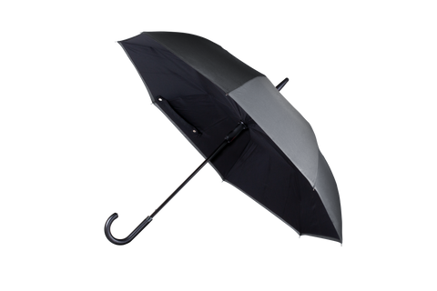 ANYWEATHER-Reversible Inverted Automatic Open Umbrella Leather J Handle, Large, Charcoal Grey