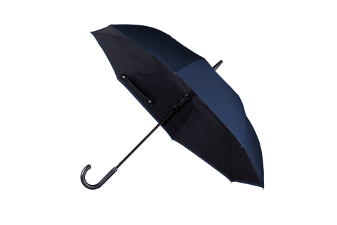 ANYWEATHER-Reversible Inverted Automatic Open Umbrella Leather J Handle, Large, Sapphire Navy