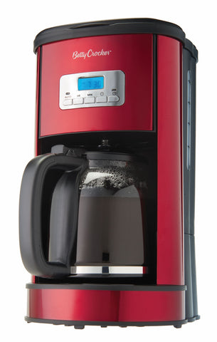 BETTY CROCKER Metallic 12-Cup Digital Coffee Maker, Red
