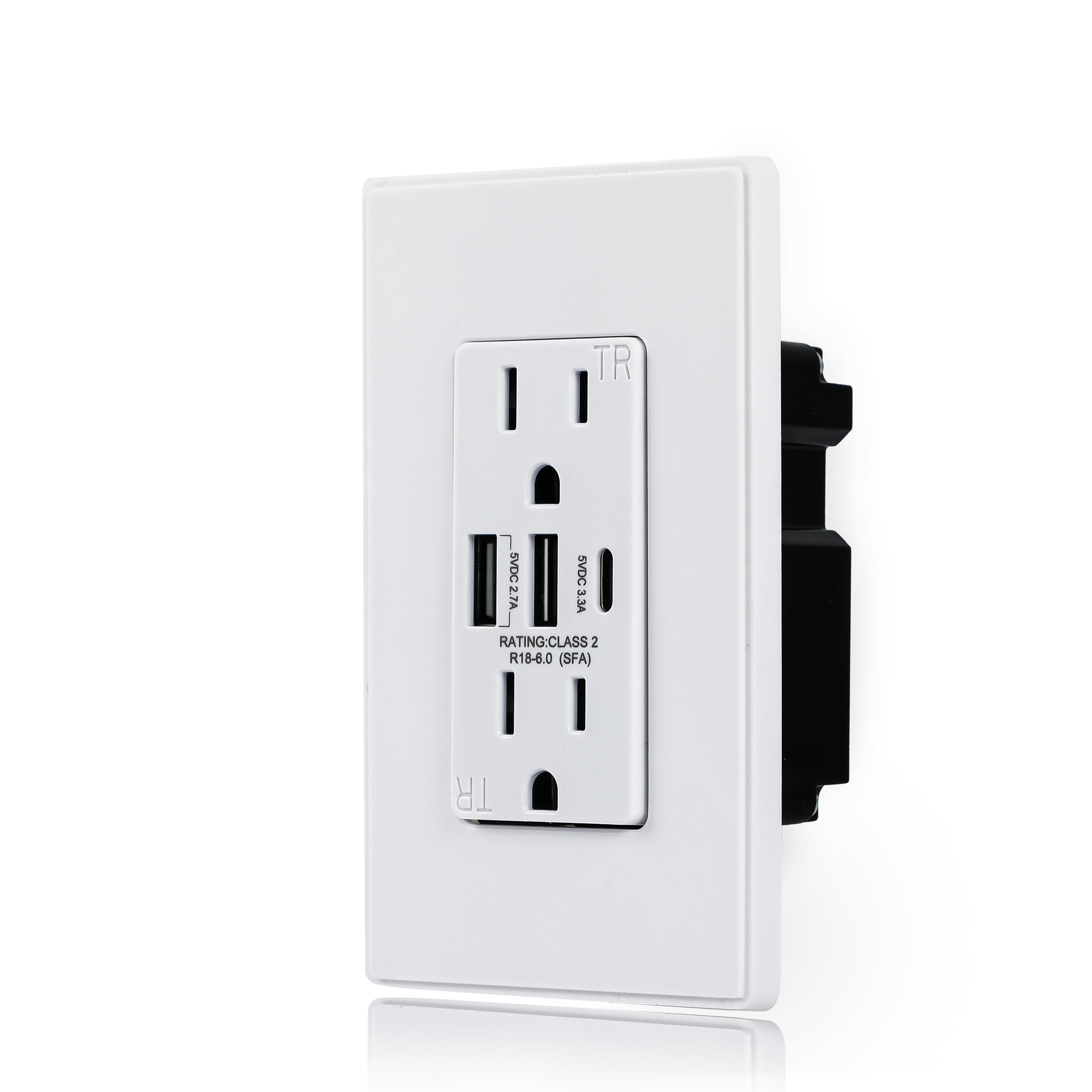 COBY USB Charger Wall Outlet 4.5" x 2.75", White,  Pack of 2