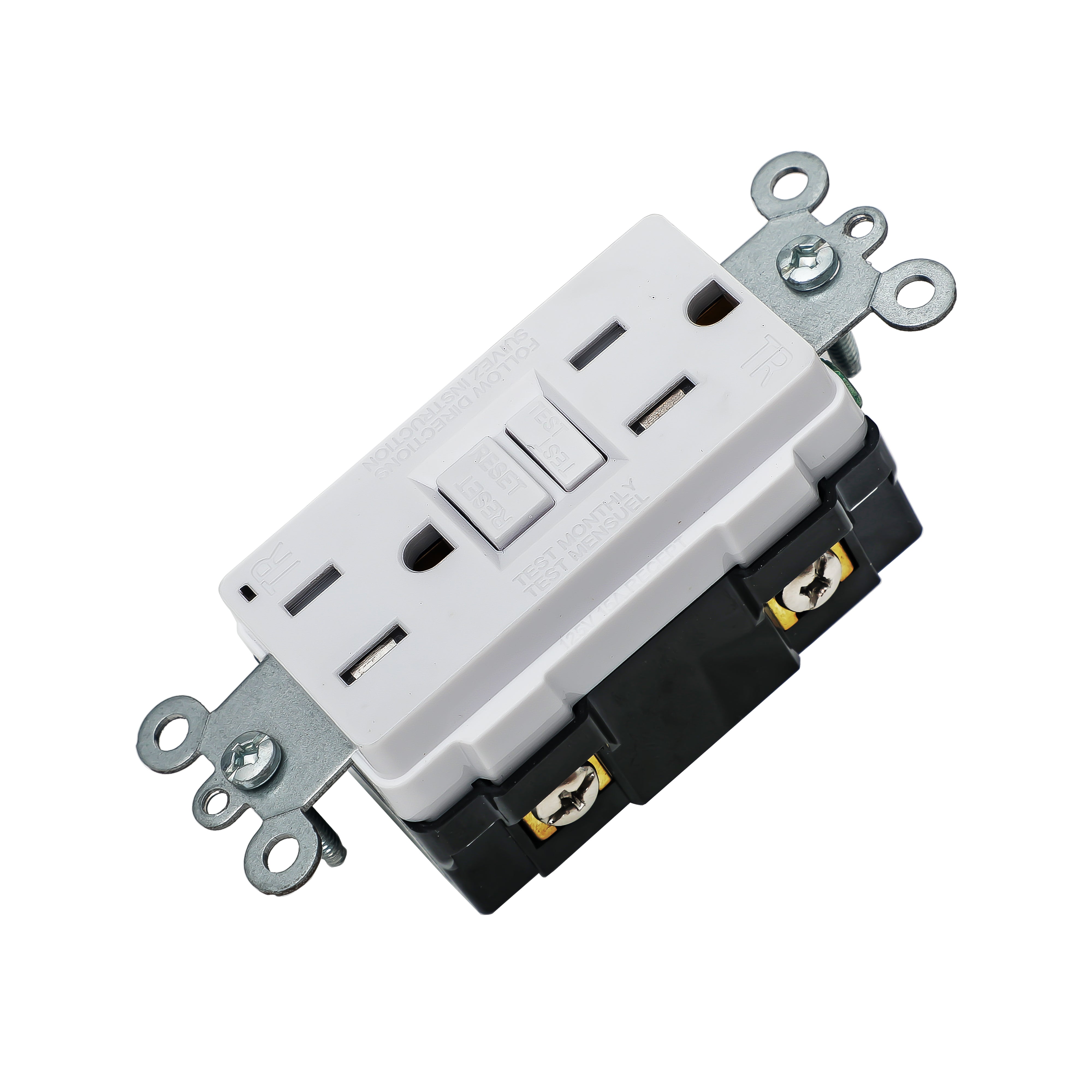 COBY GFCI Outlet 15 Amp 125V, White,  Pack of 2
