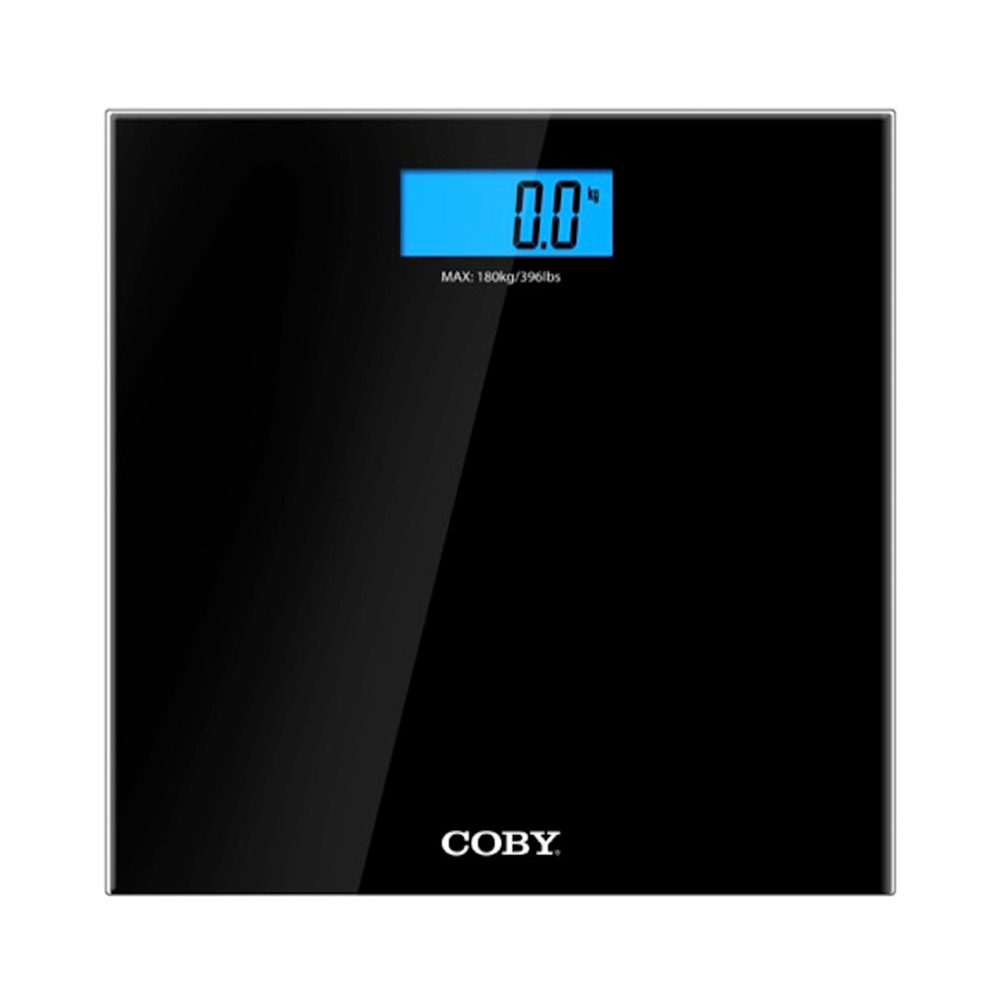COBY Glass Digital Scale with Blue LCD Display