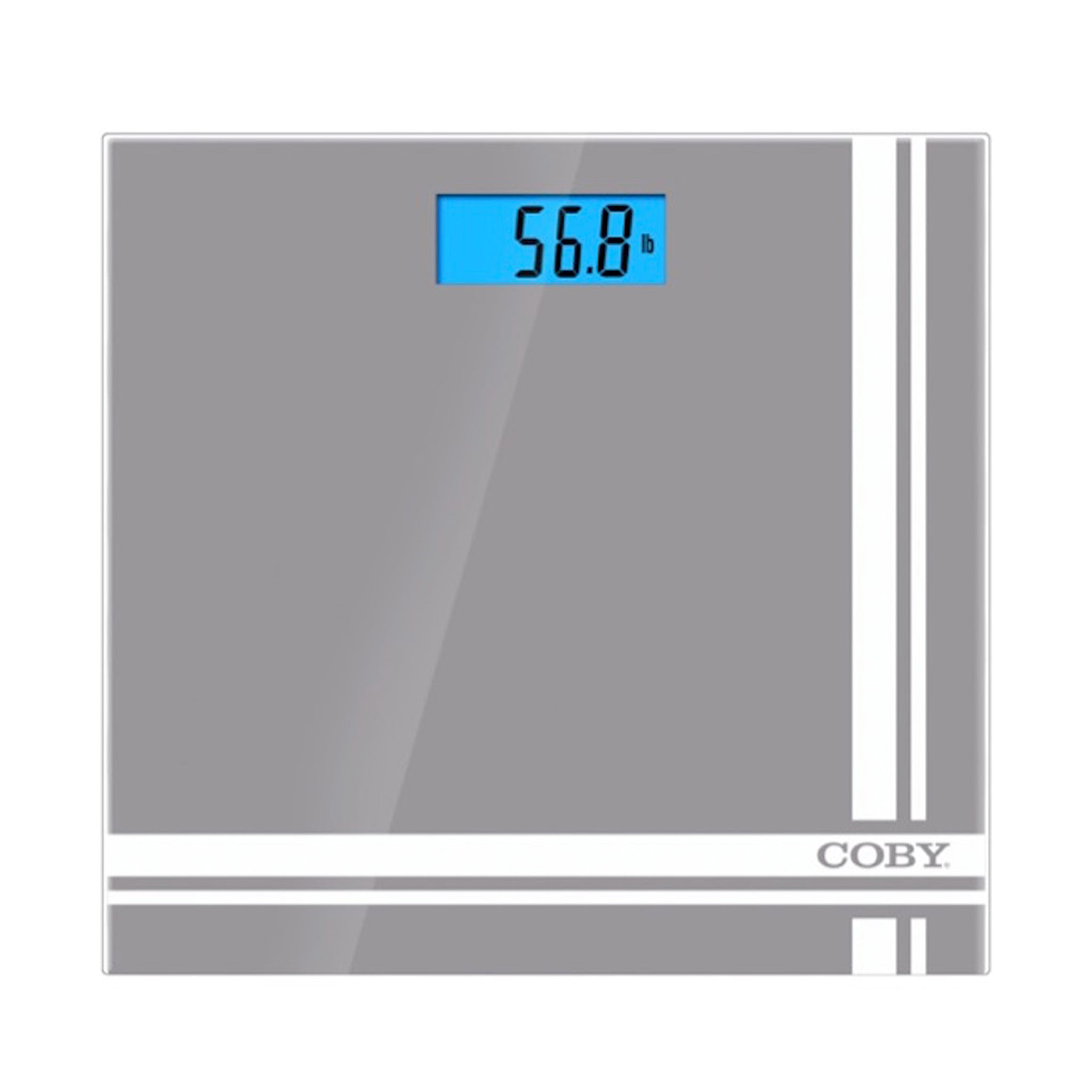 COBY Glass Digital Scale with Blue LCD Display