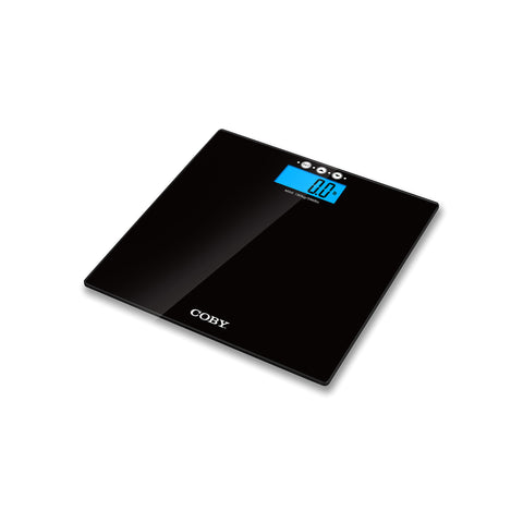 Black Digital Glass BMI Bathroom Scale With 4 Color Changing LCD Display
