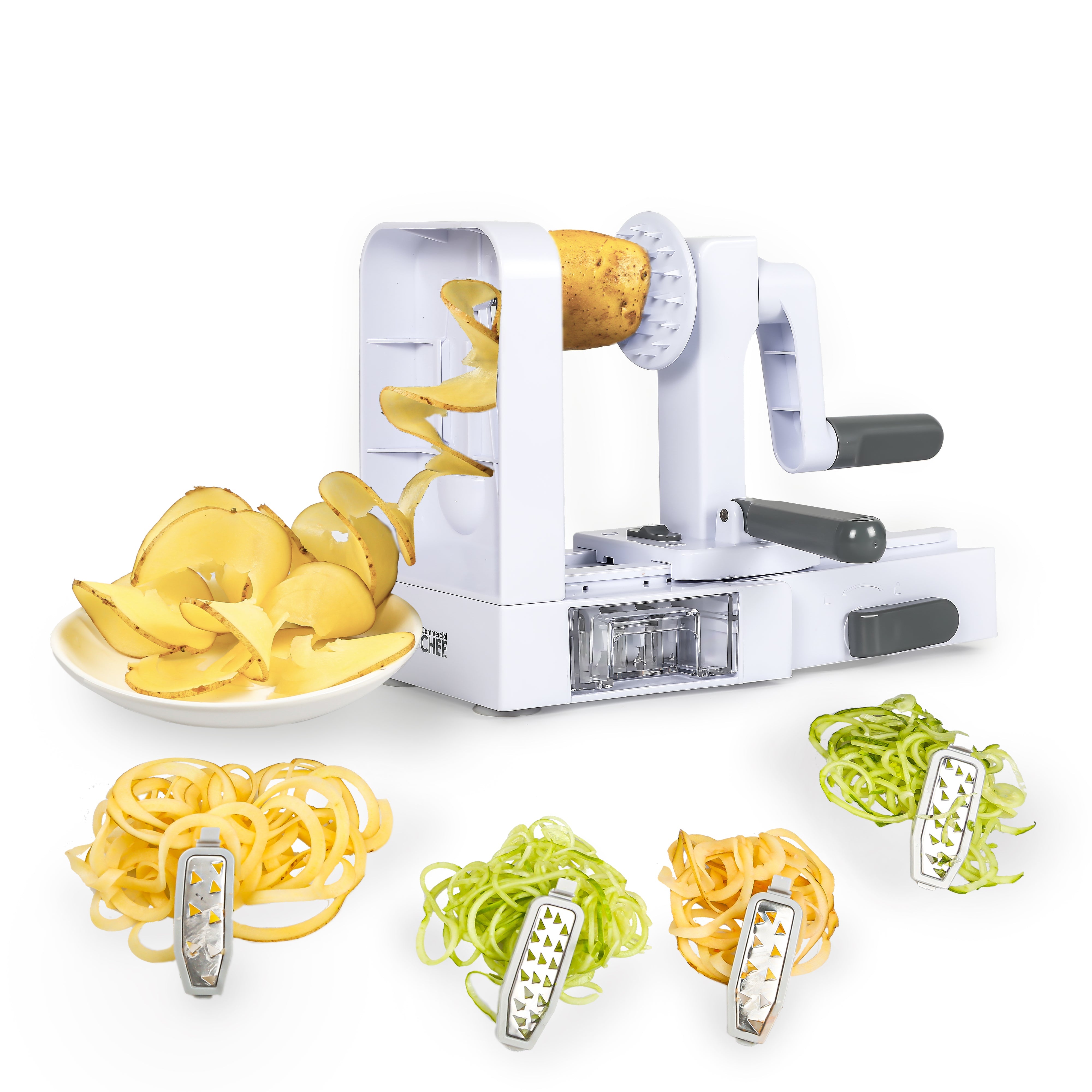 Commercial Chef Vegetable Spiralizer Zucchini Zoodle Noodles Maker Set with Four Blades