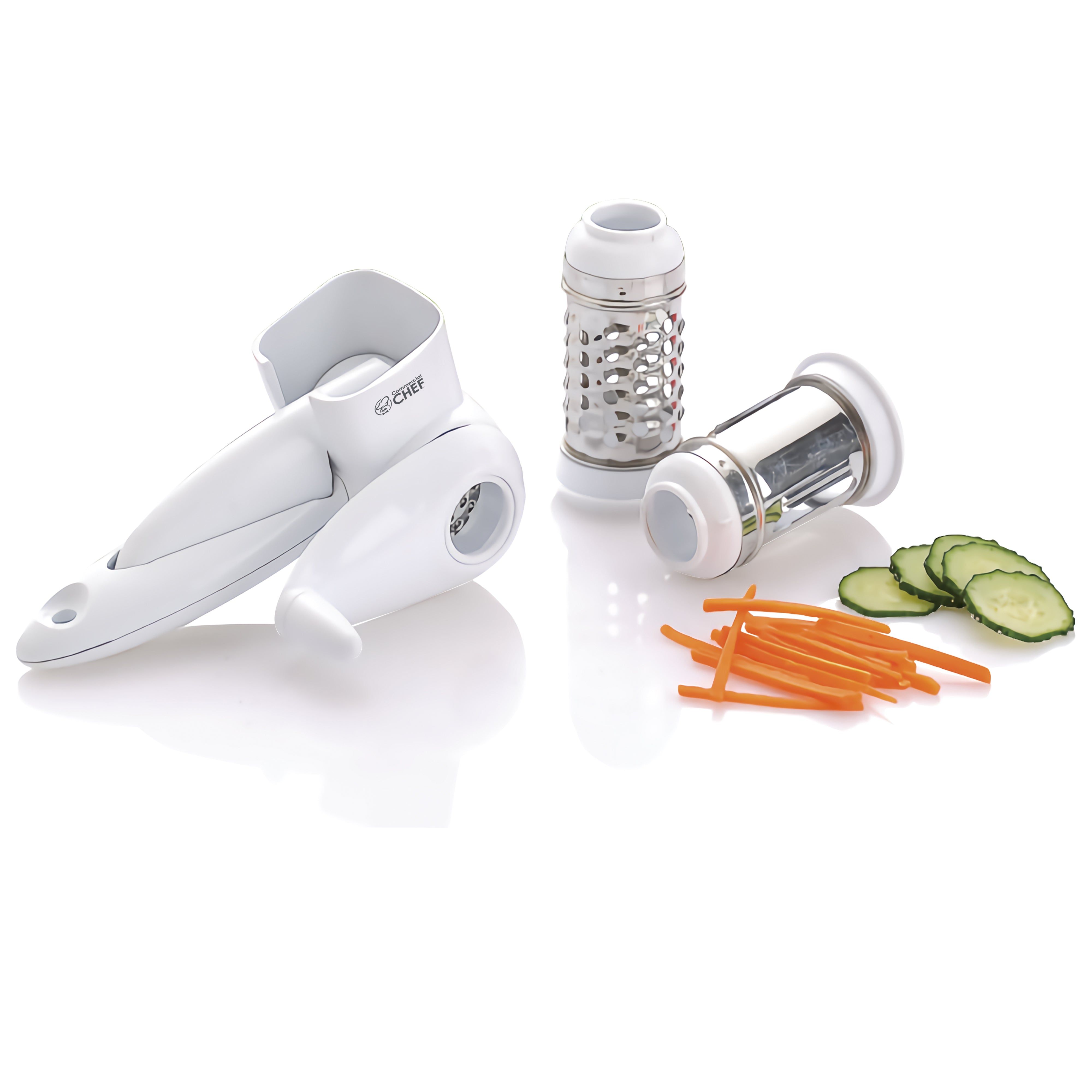 Commercial Chef Mini Hand Held Grater With Interchangeable Blades - 2 In 1 Manual Rotary Cheese Grater Stainless Steel Cheese, Nuts, Chocolate Cutter Blades